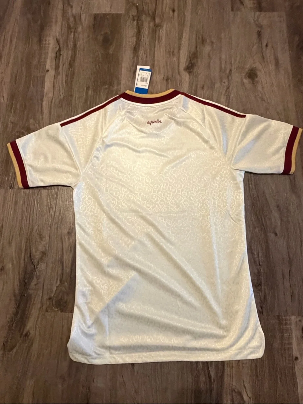 adidas White and Maroon Spain Youth Soccer Jersey